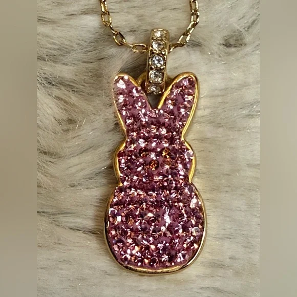 *NWT* Alex and Ani Peeps Pink Crystal Bunny Pendant Necklace